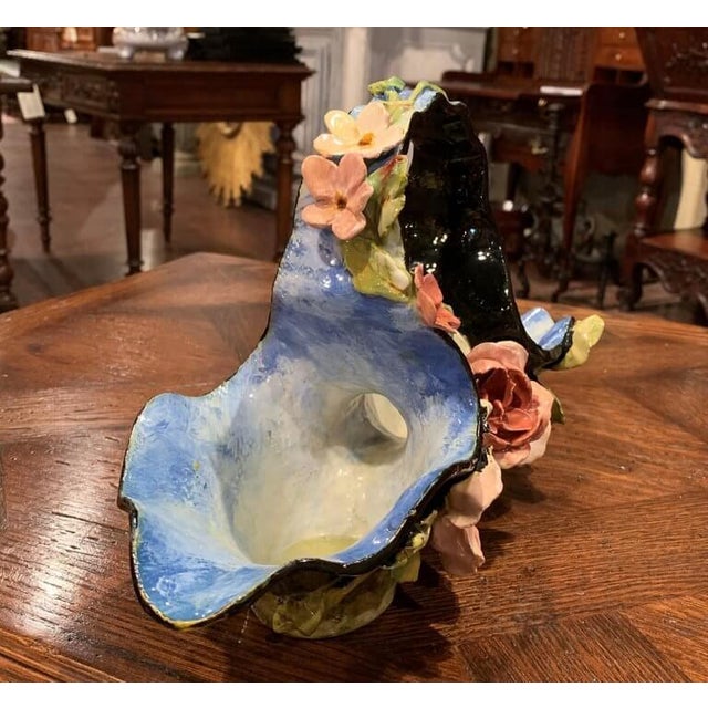 19th Century French Painted Ceramic Barbotine Basket From Montigny-Sur-Loing For Sale - Image 9 of 11