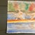 Cabin 1980s Original Vintage Double Sided Rustic Watercolor Painting Rowing Men and Cozy Cabin For Sale - Image 3 of 4