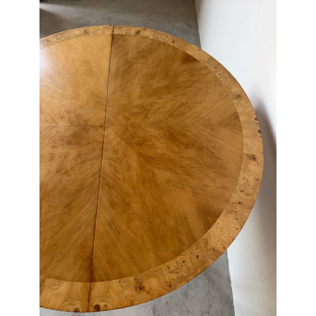Mid Century Modern Burl Wood Expandable Dining Table For Sale - Image 4 of 18