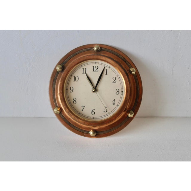Vintage Mid-Century Korean Copper Brass Nautical Porthole-Style Wall Clock For Sale - Image 15 of 15