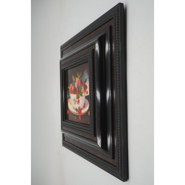 Age: C.2002 Details: By. P.DeVaud High Quality Construction Oil Paint On Canvas Professionally Framed Bowl Of Berries...