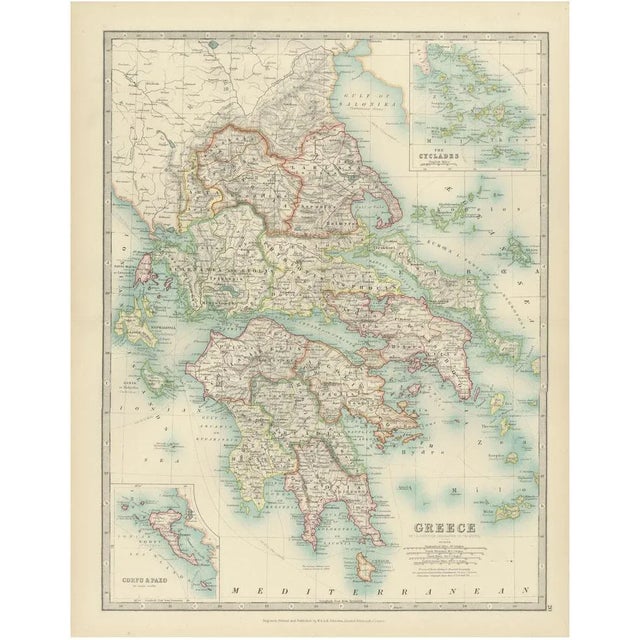 Antique Map of Greece and the Cyclades by Aeg, 1903 For Sale - Image 10 of 10