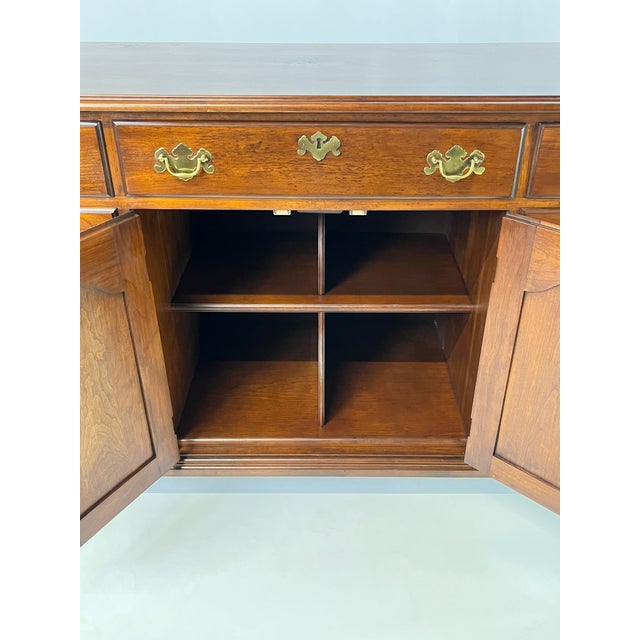 Late 20th Century Henkel Harris Virginia Galleries Solid Wild Black Cherry Triple Dresser For Sale - Image 10 of 18