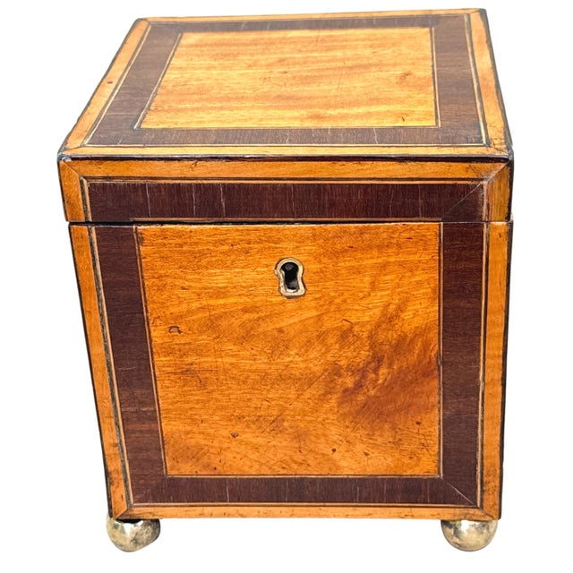 18th Century George III Satinwood Square Tea Caddy, 1790 For Sale - Image 9 of 10