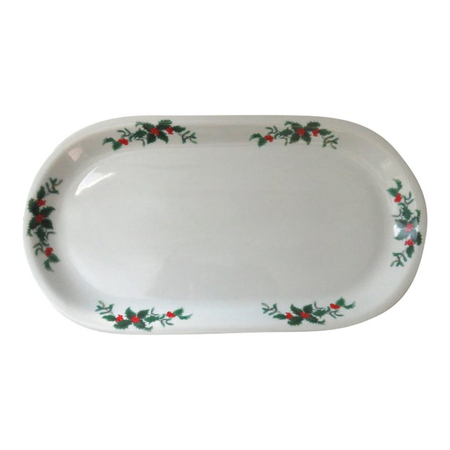 Late 20th Century Bia Cordon Bleu Baking Dish Holly Berry Christmas Pattern For Sale
