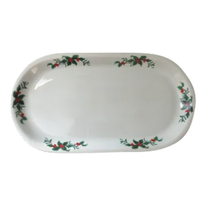 Late 20th Century Bia Cordon Bleu Baking Dish Holly Berry Christmas Pattern