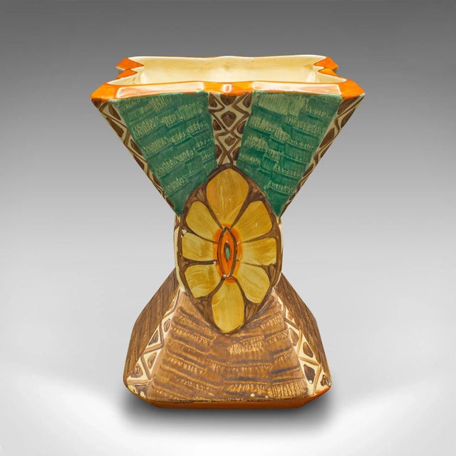 Art Deco 1930s Vintage Art Deco Ceramic Dried Flower Vase For Sale - Image 3 of 12