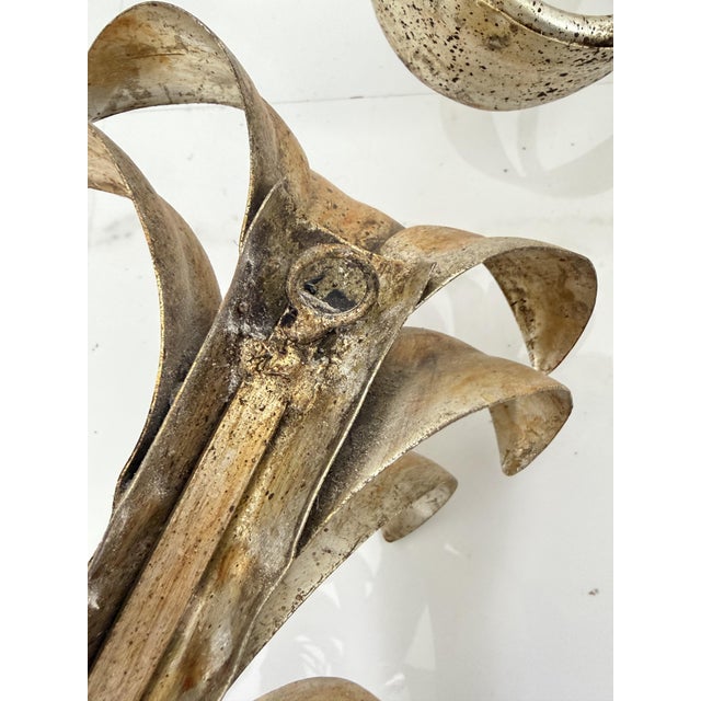 Large Hollywood Regency Style Wrought Iron Wall Lamps, 1980s, Set of 2 For Sale - Image 9 of 14