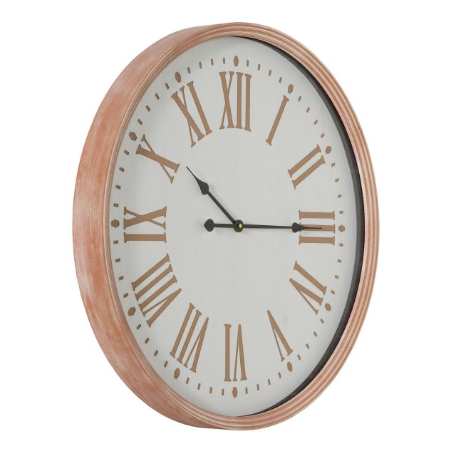 The Paige Natural Wall Clock features a wide natural wood frame and a clean round face nearly 30" across, bringing a calm,...