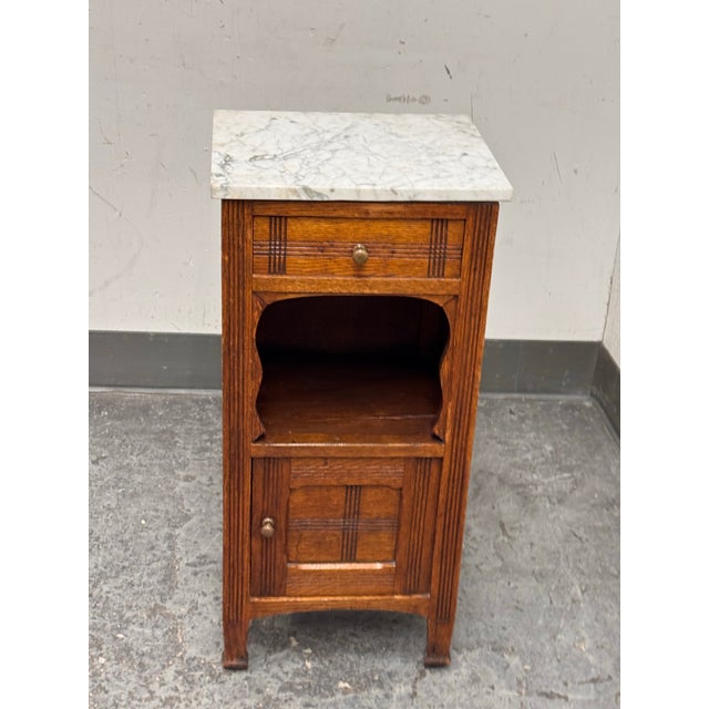 Brown French Art Deco Oak Side Table, Antique For Sale - Image 8 of 12