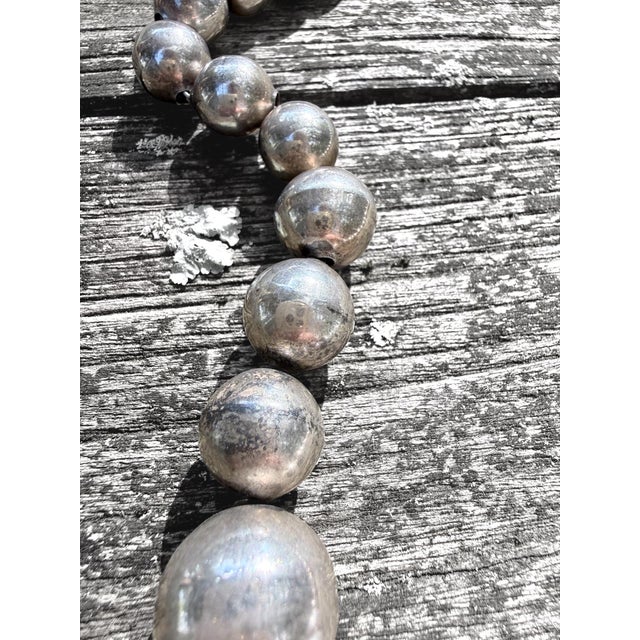 Vintage Taxco Mexico 26" Graduated Sterling Silver Bead Necklace, FSG Ts-54, 141g For Sale - Image 10 of 11