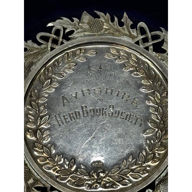 19th Century Scottish Silver Agricultural Prize Medal Ayrshire Cow & Calf Bull With Original Case For Sale - Image 4 of 18