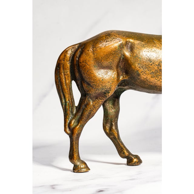 1940s Wonderful Vintage Bronze Standing Horse Statue Sculpture Equestrian Home Decor For Sale - Image 5 of 12