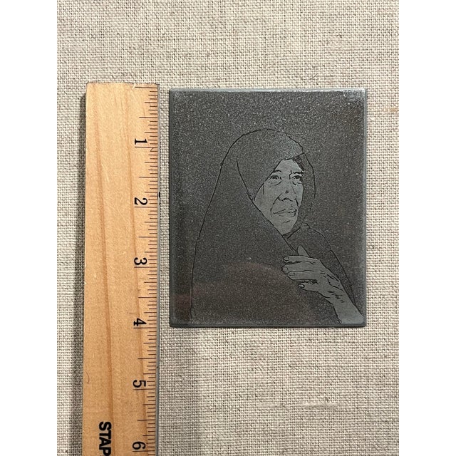 1970s Rare Alfredo Arciniaga Limited Edition "Juana" Intaglio Etching With Steel Plate For Sale - Image 9 of 12