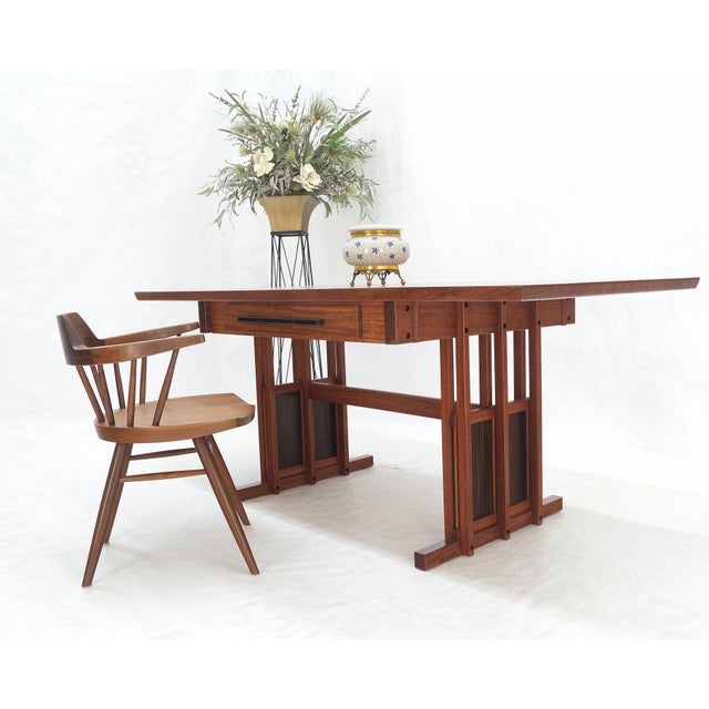 Mid-Century Modern All Solid Teak Top and Base Architectural Studio Made Partners Desk For Sale - Image 3 of 12