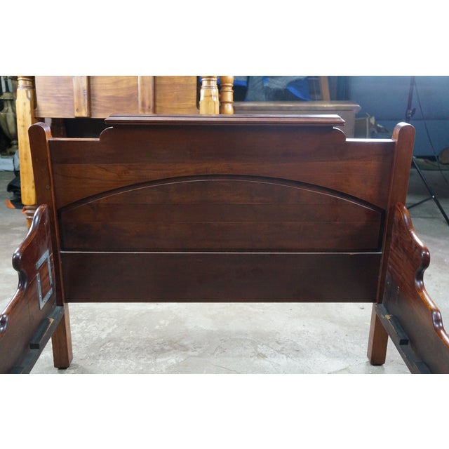 Antique Victorian Eastlake Walnut Burl Spoon Carved Highback Twin Size Bed For Sale - Image 18 of 18