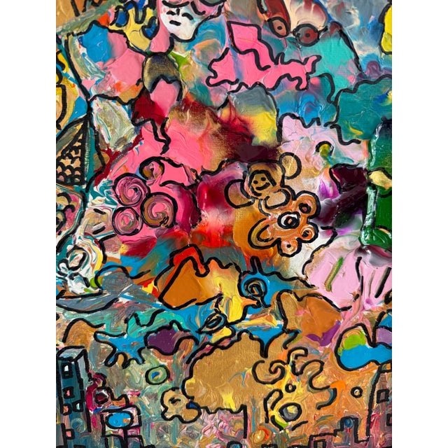 Blue Serg Graff "Sleeping City" Abstract Acrylic Painting Framed Outsider Art Coa For Sale - Image 8 of 8