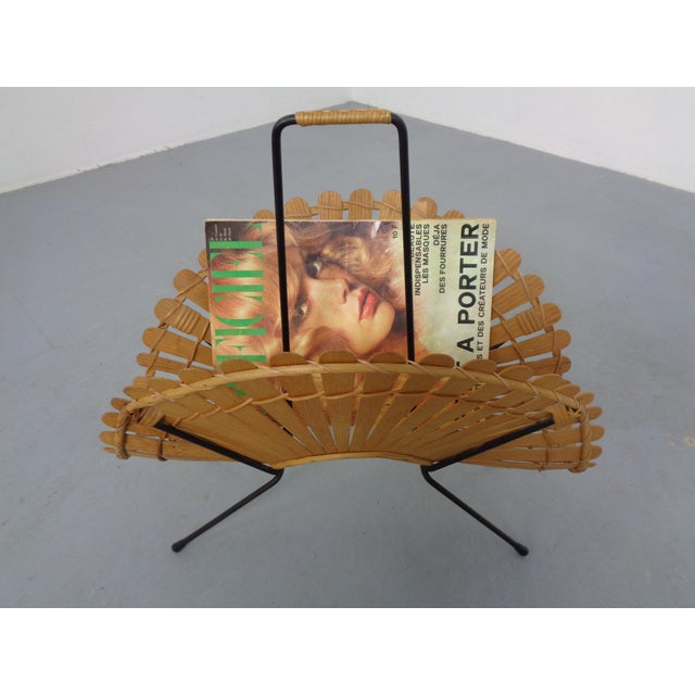 Italian Wicker and Iron Magazine Rack, 1960s For Sale - Image 4 of 18