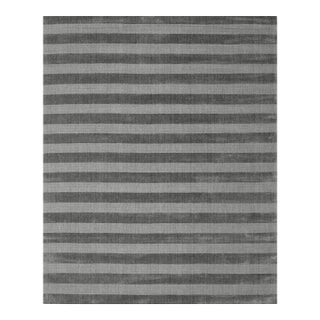 6x9 Yara Alluring Gray Stripe Geometric Modern Handmade Wool Carpet Rug For Sale
