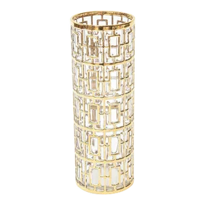 Vintage 1960's Imperial Glass Shoju Screen Trellis 22 Carat Gold Plated Over Clear Vase or Martini Vessel
