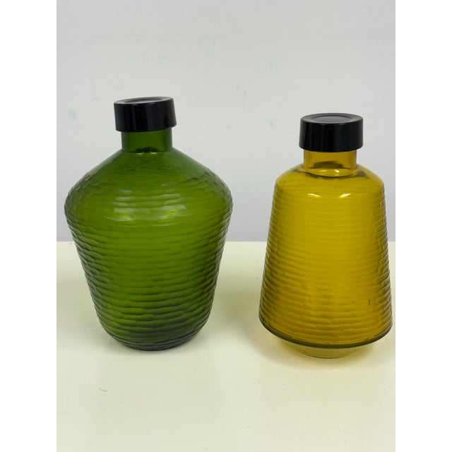 Glass BoConcept Battuto Cut Glass Decorative Bottles, Set of Two For Sale - Image 7 of 12