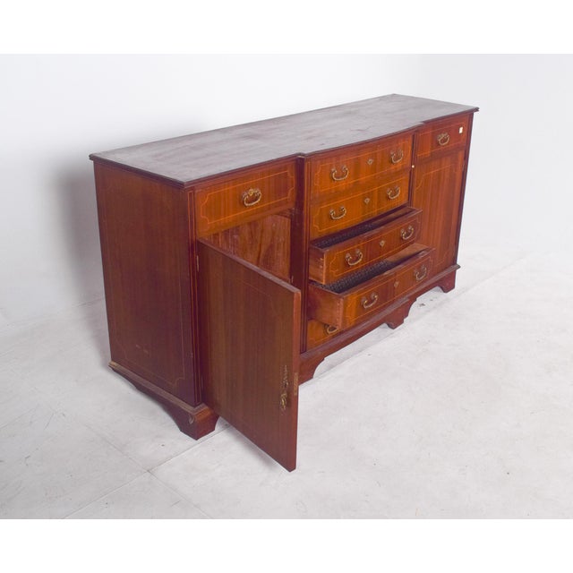 Wood Vintage English Sideboard with Marquetry Work, 1920s For Sale - Image 7 of 9