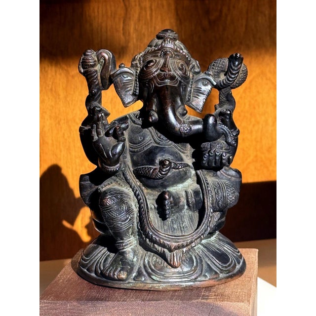 Black Fine Antique Bronze Statue of Ganesh from Sir Lanka For Sale - Image 8 of 14