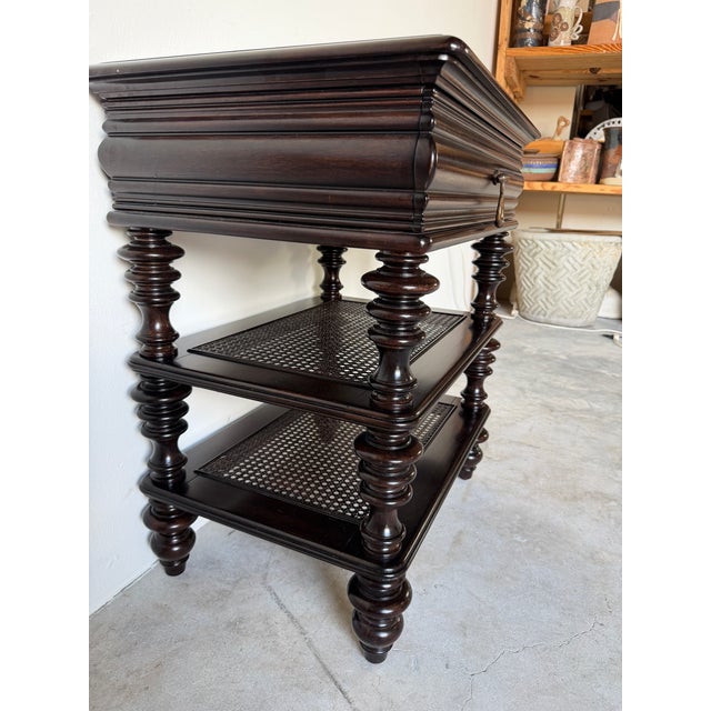 Tommy Bahama Royal Kahala Haven Nightstand in Tobacco Brown Mahogany & Cane For Sale - Image 11 of 12