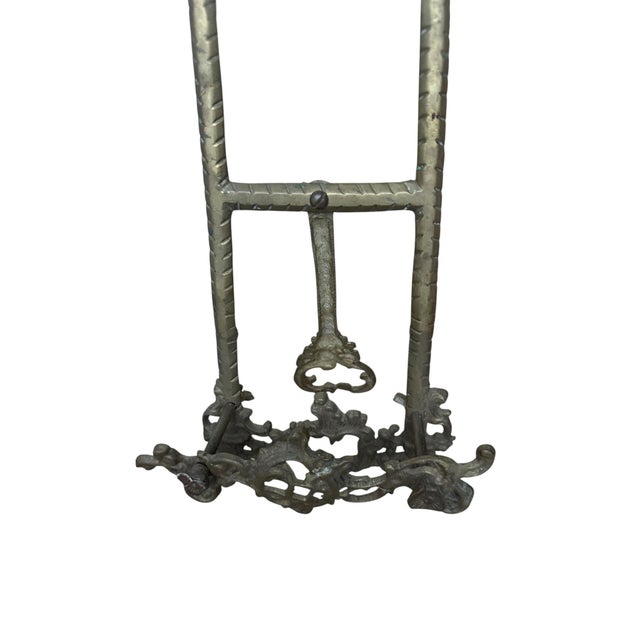 Victorian Antique Victorian-Style Brass Display Easel Featuring Ornate Filigree and Baroque Detailing. For Sale - Image 3 of 8