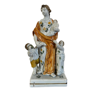 Antique 18th Century English George III Staffordshire Prattware Pottery Figure of Charity
