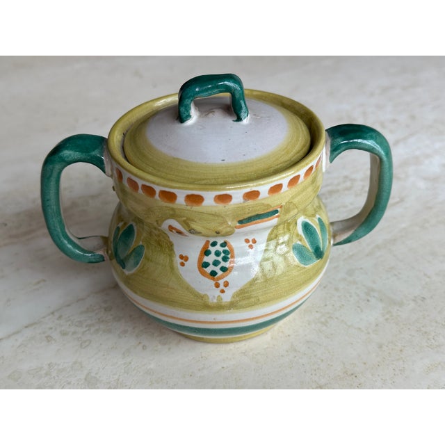 VIETRI Vietri Solimene Positano Yellow Bird Chicken Sugar Bowl and Creamer Set For Sale - Image 4 of 11