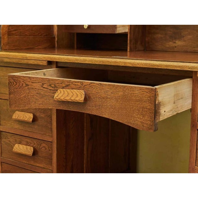 Antique American Desk with Roller Blind For Sale - Image 6 of 16