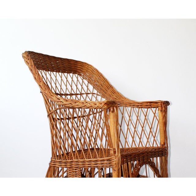 Wood Vintage Armchair in Woven Rattan For Sale - Image 7 of 10
