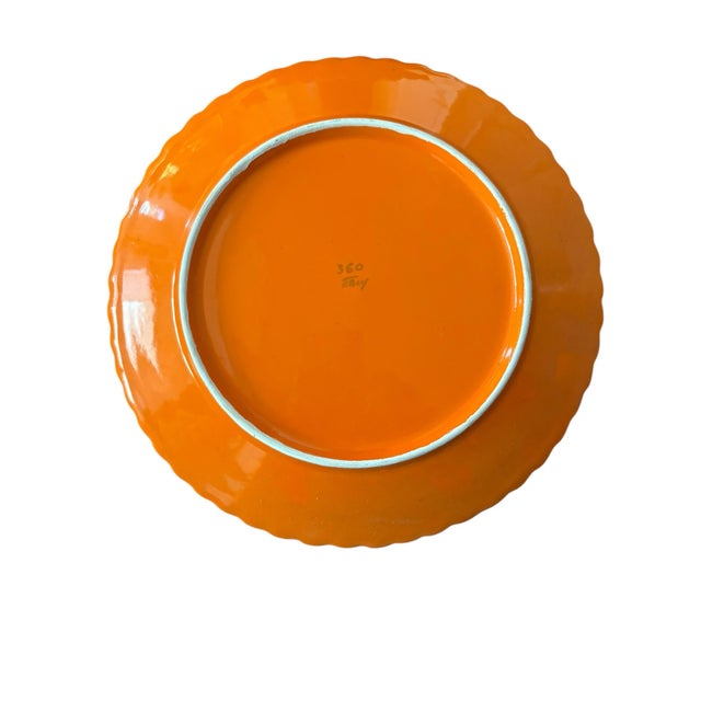 Mid Century Retro Orange Floral Plates Made in Italy - Set of 7 For Sale - Image 11 of 11