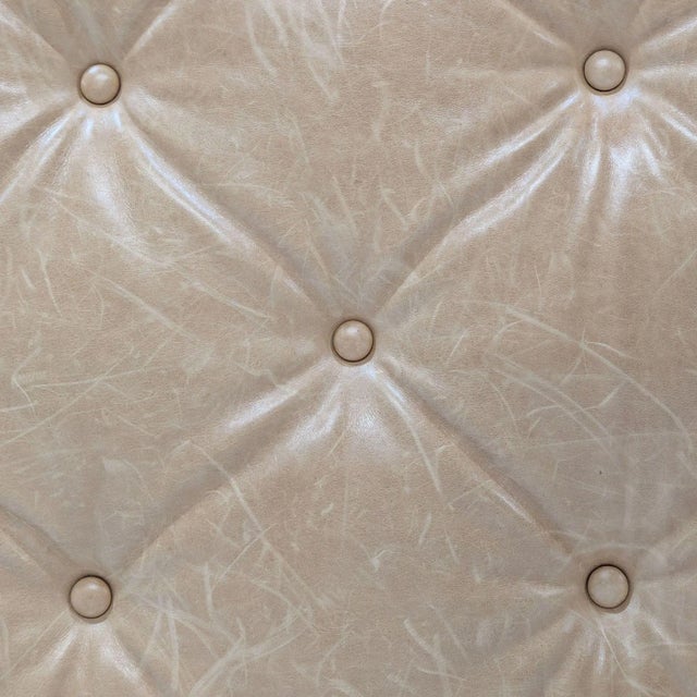 Animal Skin West Elm Button Tufted Leather Bench For Sale - Image 7 of 9