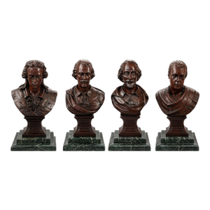 Set of Four 20th C. Mahogany Busts of Schiller, Shakespeare & Sir Walter Scott