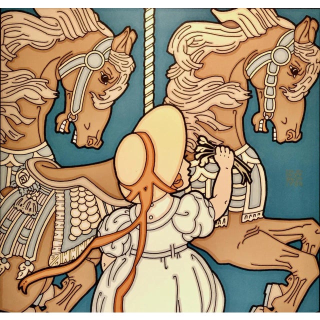 This original limited edition graphic art lithographic poster entitled "Carousel Animals" was created by David Lance...