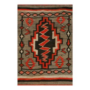 1920s Gray Storm Tribal Antique American Navajo Rug 4'8"x6'9" Flatweave Wool Carpet