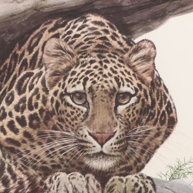 Late 20th Century Framed Leopard Lithograph "Ambush," by Guy Coheleach Wildlife Art For Sale - Image 4 of 12
