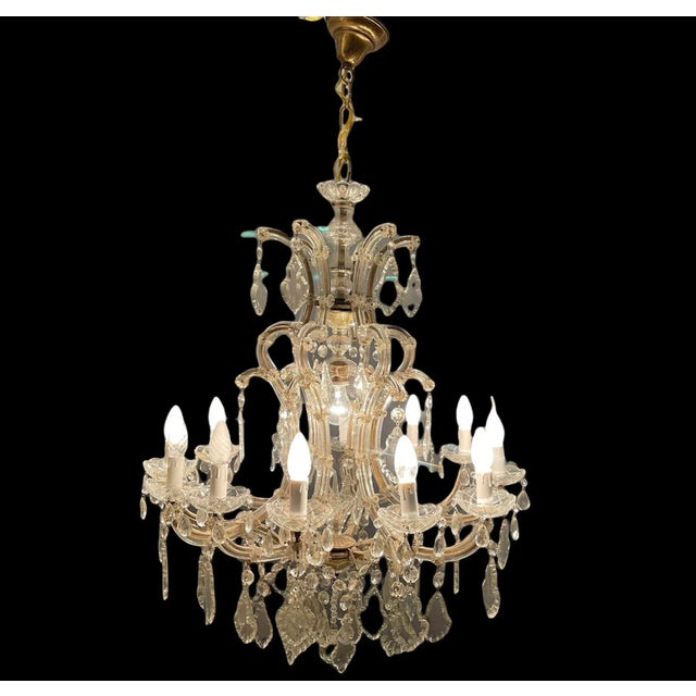 Large Italian Murano Crystal Chandelier, 1950s For Sale - Image 3 of 8