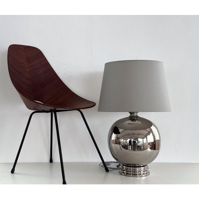 Mid-Century Italian Ceramic Table Lamp in Silver Metallic by Ugo Zaccagnini, 1970s For Sale - Image 13 of 15