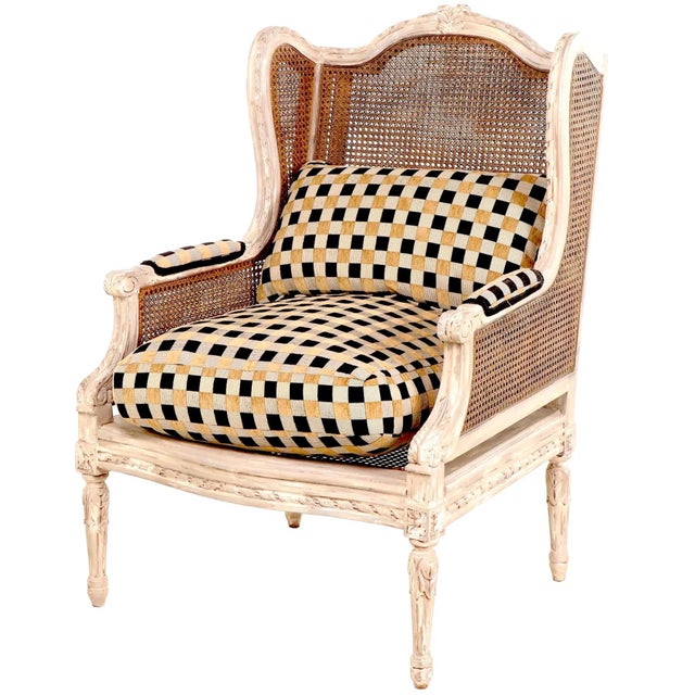 Rococo Louis XV Bergere Pair - Double Caned - Down Filled Clarence House Cushions For Sale - Image 3 of 12