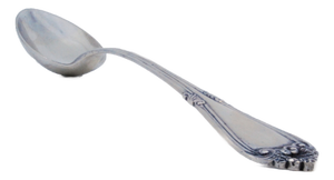 Silver Rice and Serving Spoon with Crimped, Embossed Handle and Monogram Card