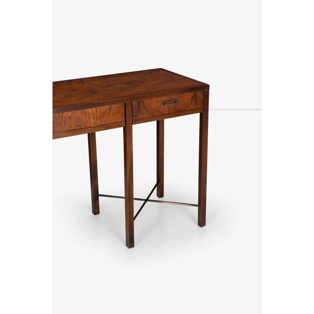 Founders Walnut and Brass Console For Sale In Chicago - Image 6 of 13
