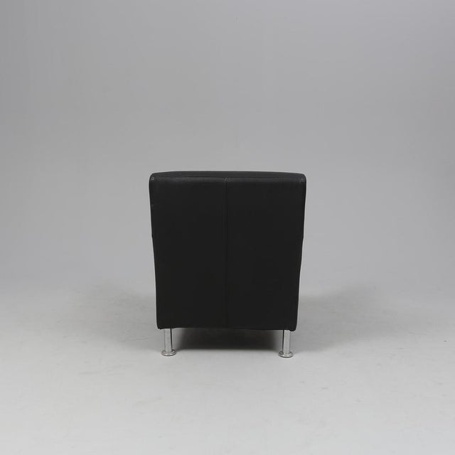 1980s Set of Lounge Chair and Ottoman in Black Leather, 1980s For Sale - Image 5 of 13