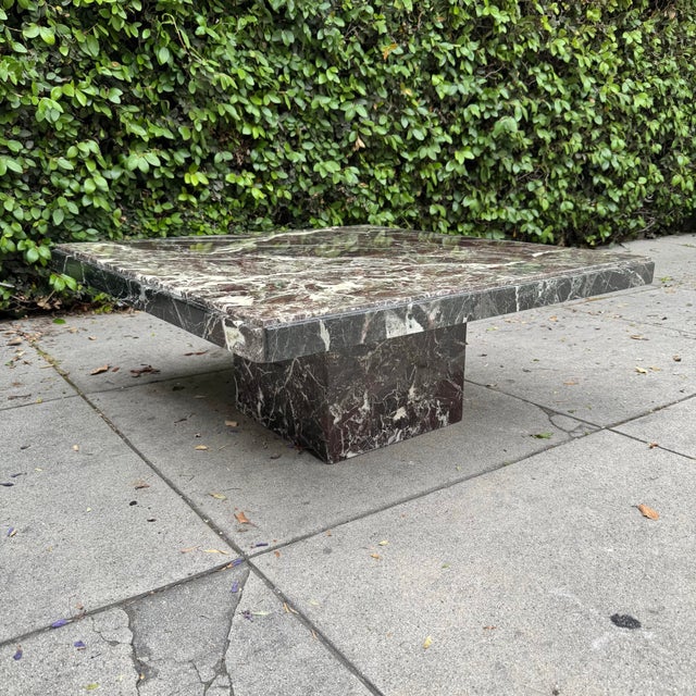 Burgundy 1980s Postmodern Rosso Levanto Marble Coffee Table For Sale - Image 8 of 9