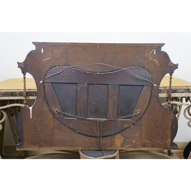 Antique Victorian Walnut Acanthus Fretwork Dresser Vanity Mantel Mirror 45" For Sale - Image 16 of 16