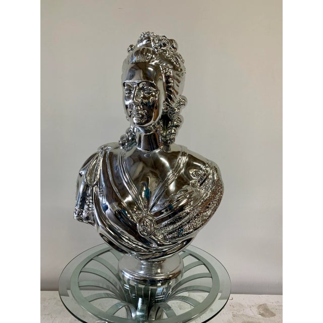 Vintage Marie Antoinette Bust in Silver Metallic Finish Resin For Sale - Image 10 of 10