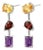 Citrine - Garnet - Amethyst Drop Earrings, Multi Gemstone Birthstone Dangle Earrings - A Pair For Sale