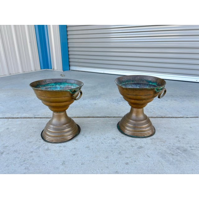 Pair of Vintage Brass Vases For Sale - Image 4 of 10